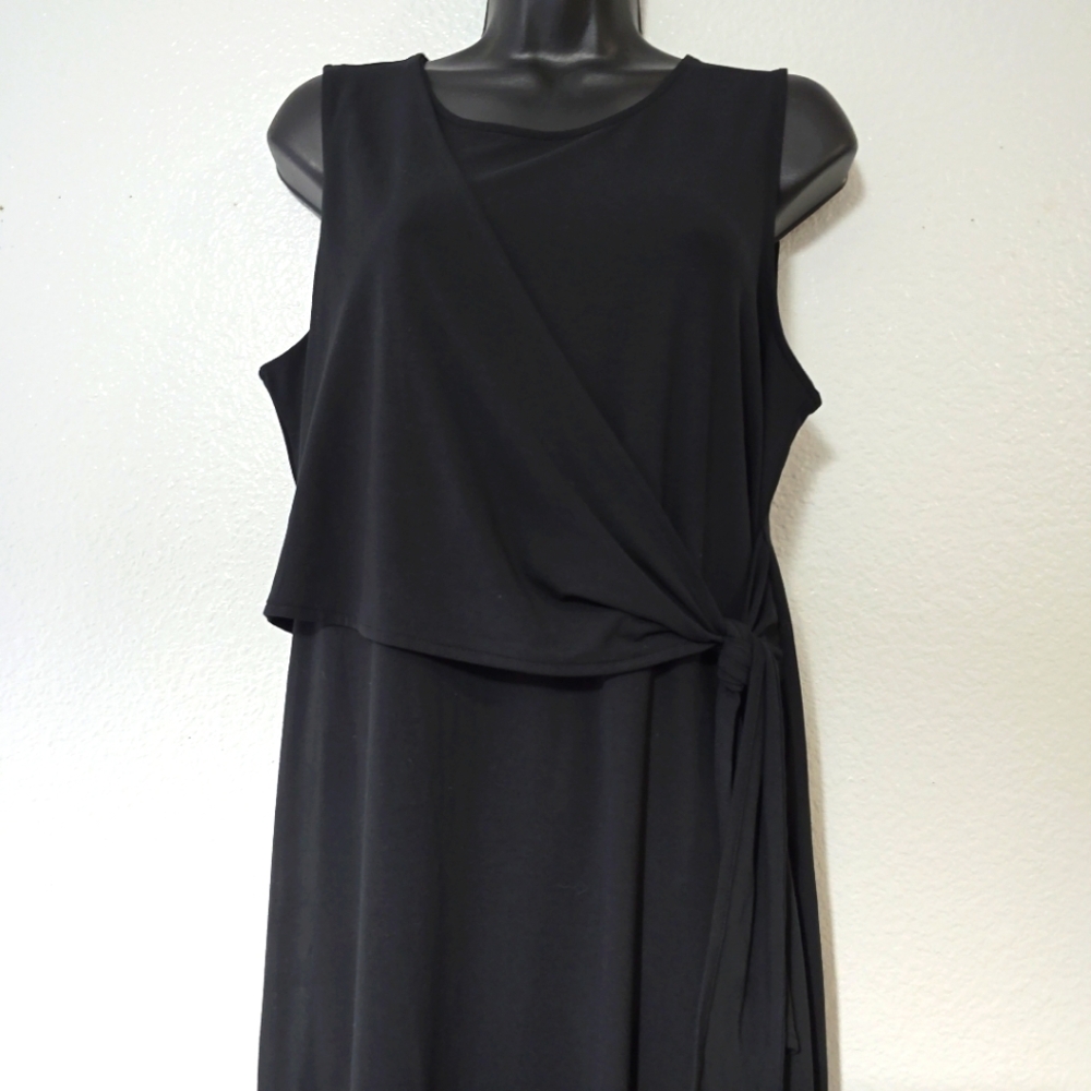 J.Jill Wearever Collection Tie-Waist Elegant Black Sleeveless Dress Size Medium - Picture 15 of 15